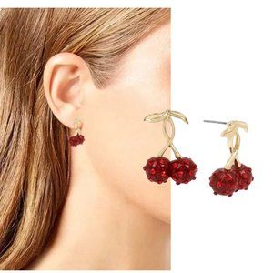 BETSEY JOHNSON Pave Cherry drop earrings NWT